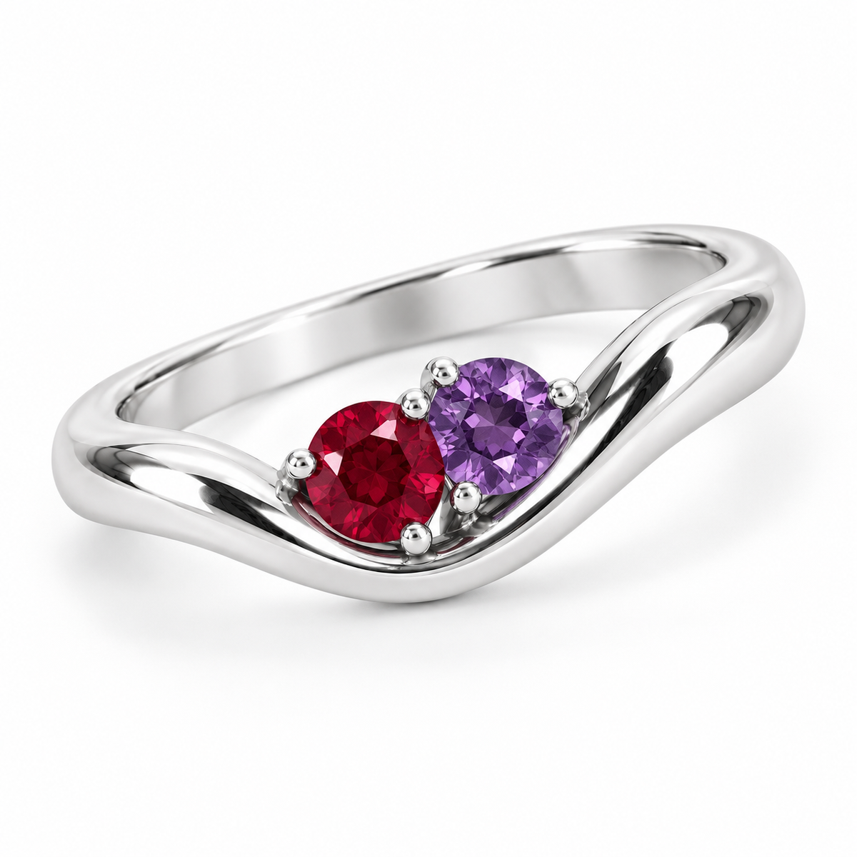 Curved Band Birthstone Ring