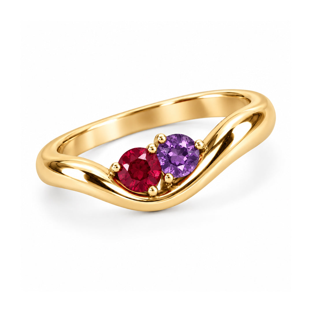 Curved Band Birthstone Ring