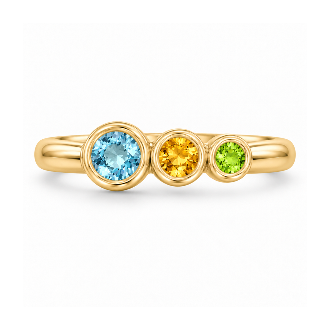 Trio Birthstone Bezel Ring