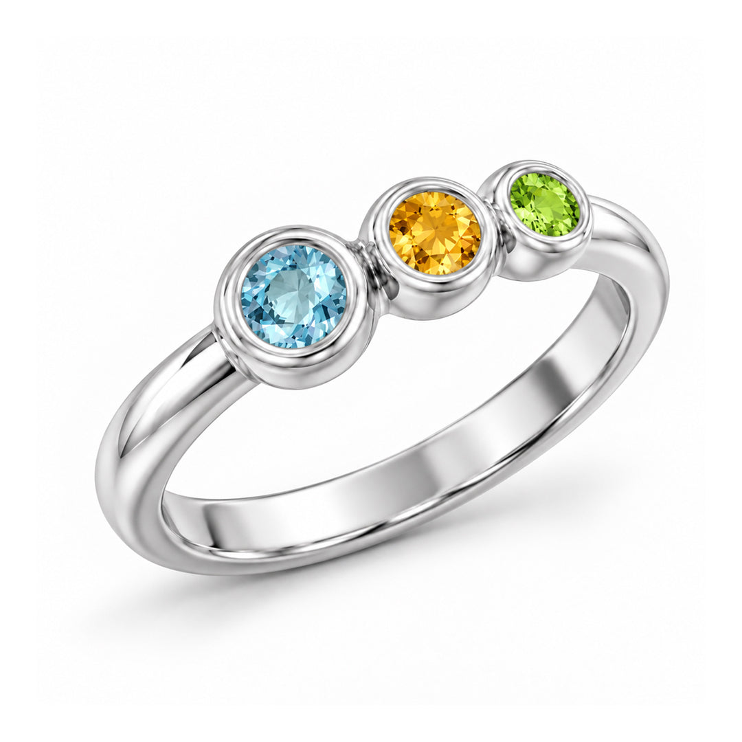 Trio Birthstone Bezel Ring