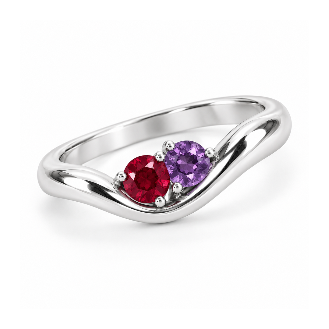 Curved Band Birthstone Ring