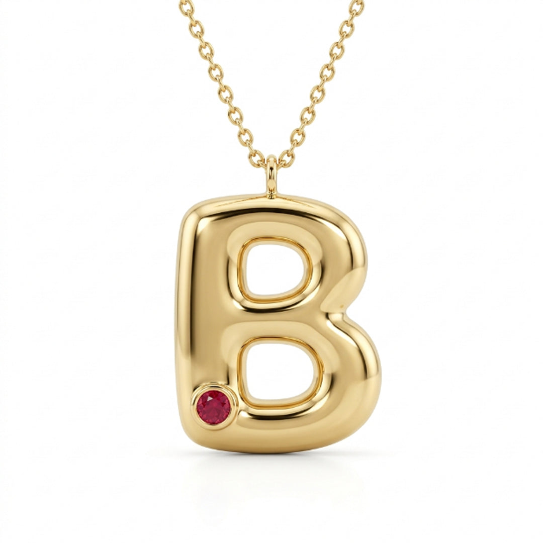 Initial Birthstone Bubble Necklace