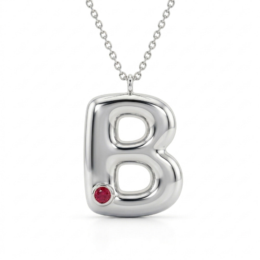Initial Birthstone Bubble Necklace