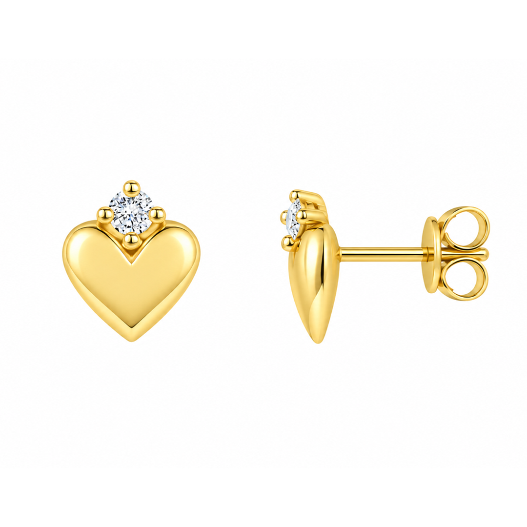 Dainty Heart Accent Stone Earring