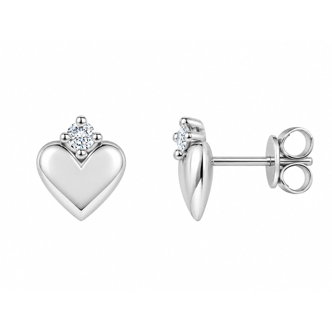 Dainty Heart Accent Stone Earring