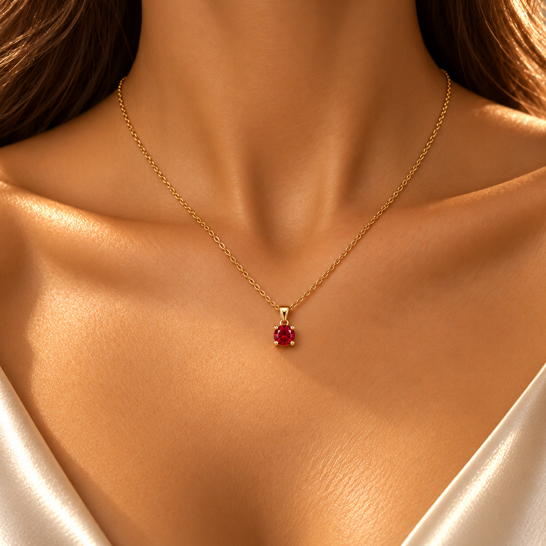 Dainty Round Birthstone Necklace
