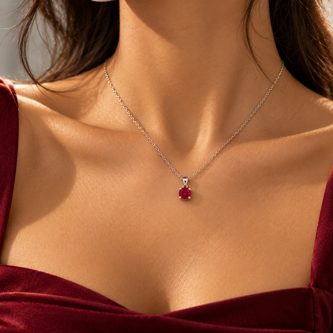 Dainty Round Birthstone Necklace