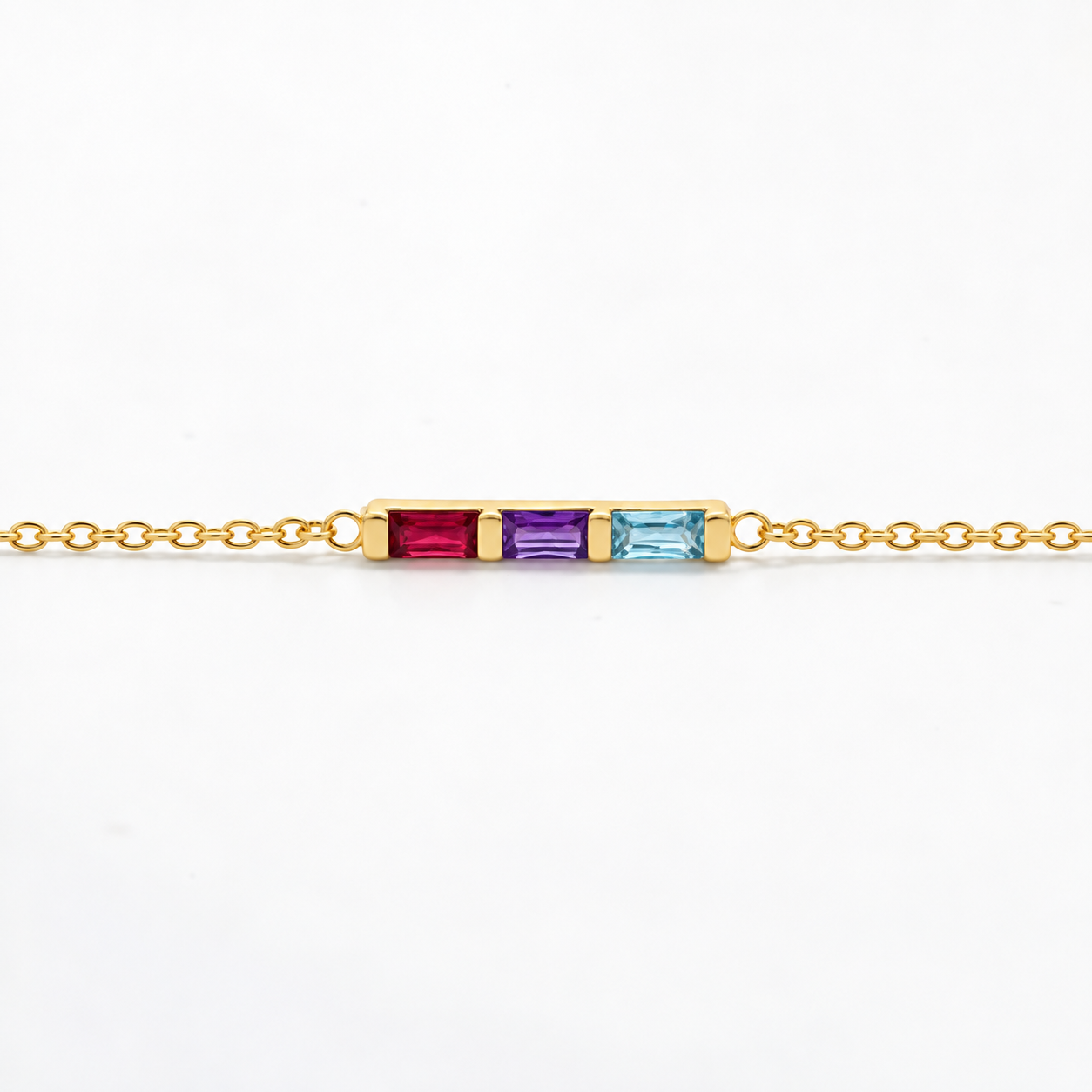 Dainty Trinity Birthstone Bracelet