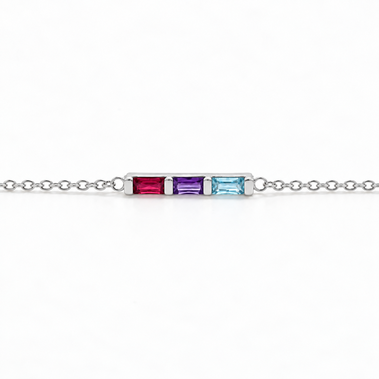 Dainty Trinity Birthstone Bracelet