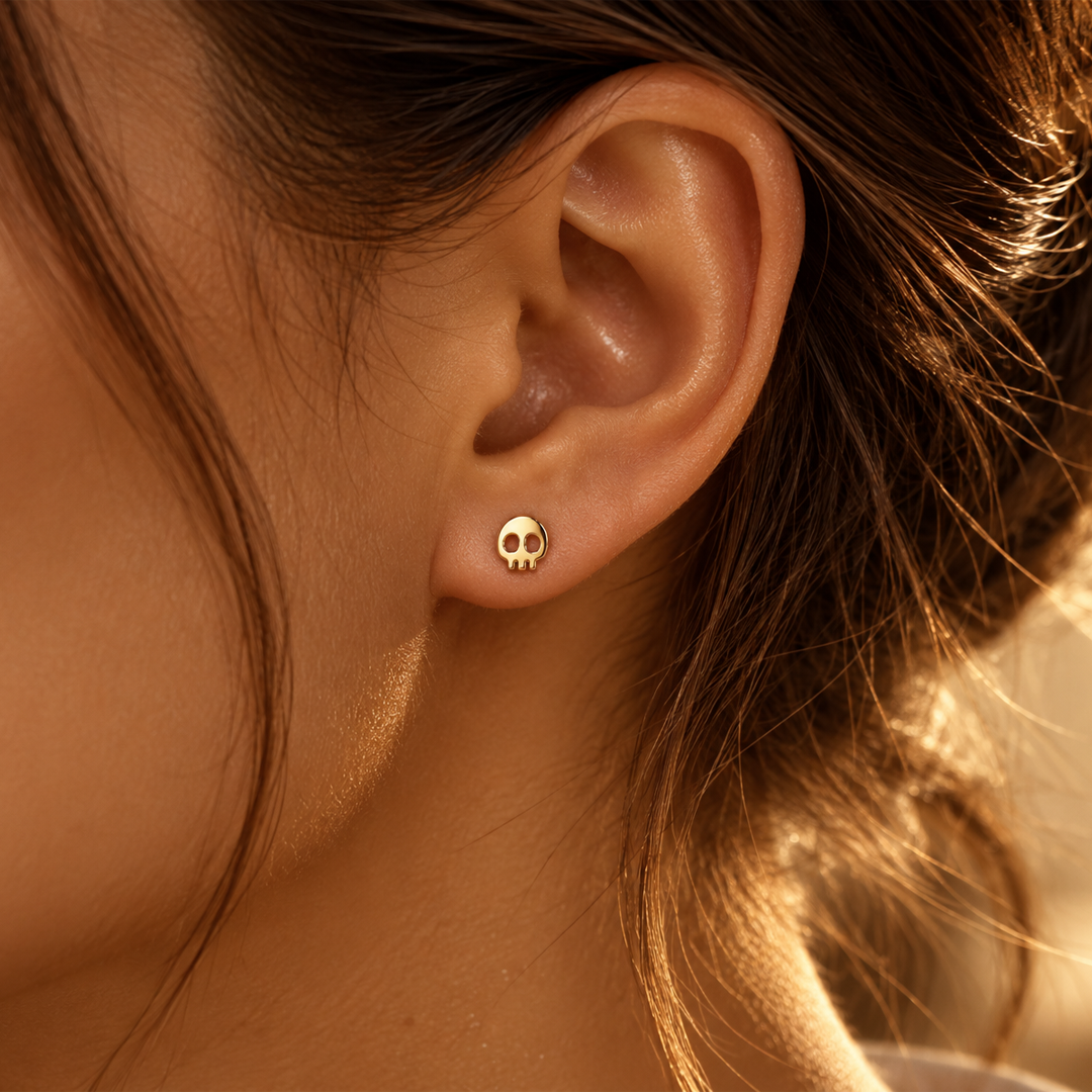 Dainty Skull Charm Earring