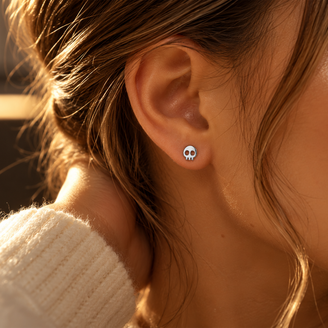 Dainty Skull Charm Earring