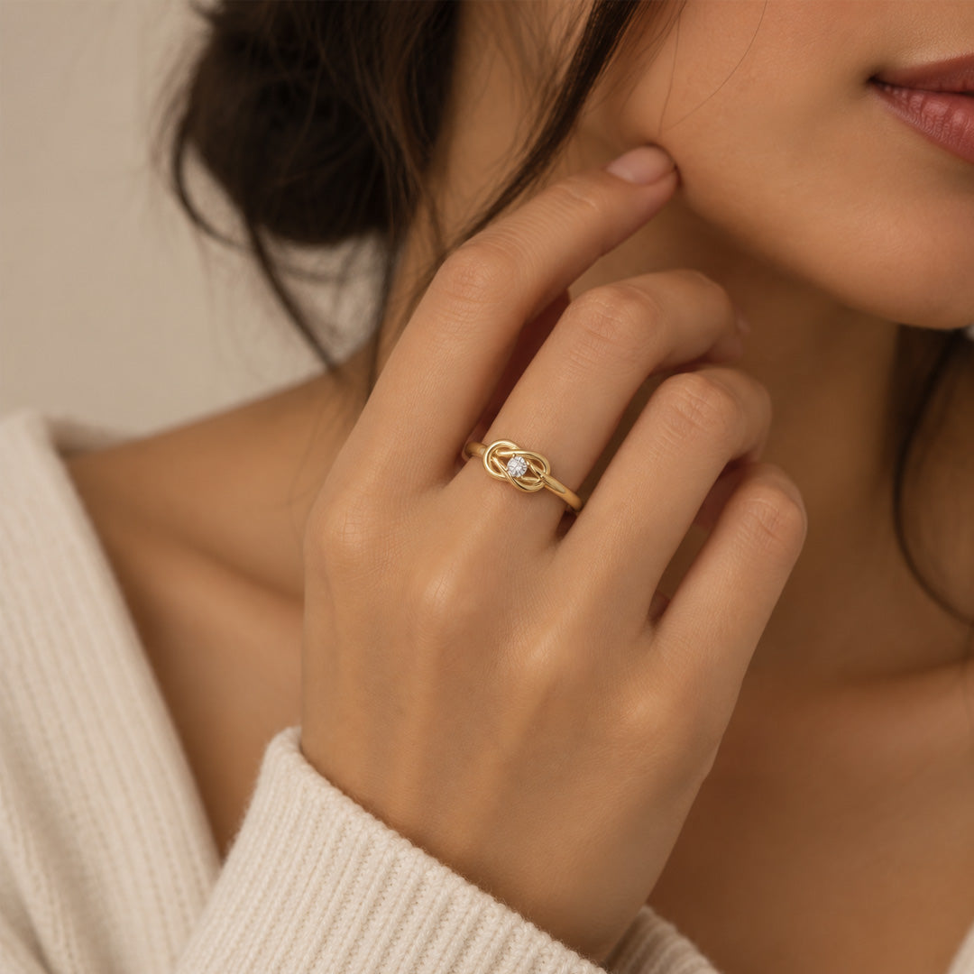 Birthstone Love Knot Ring