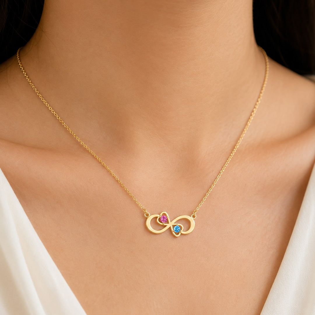 Double Heart Infinity Necklace