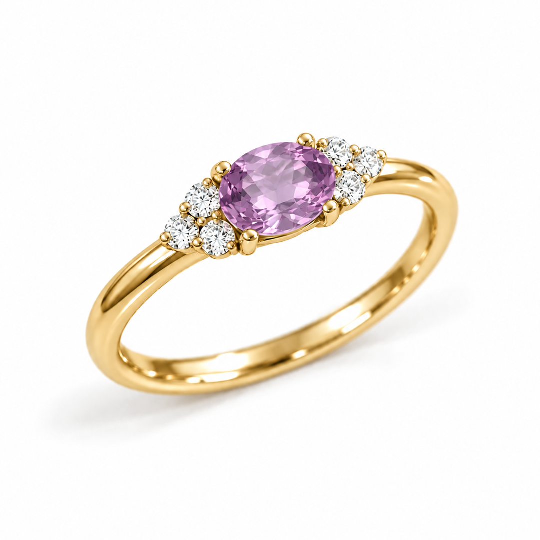 Oval Cut Blossom Birthstone Ring