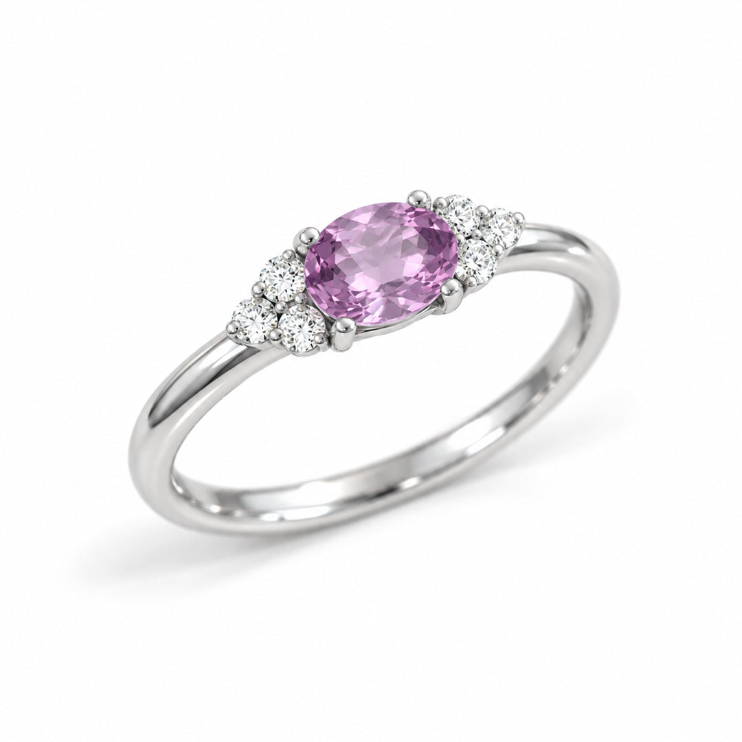 Oval Cut Blossom Birthstone Ring