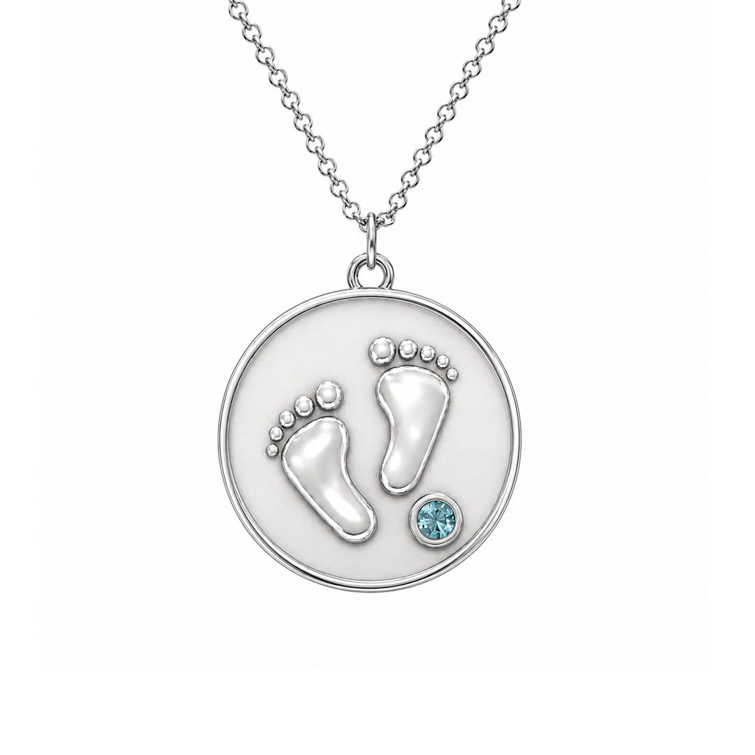 Baby Footprint Birthstone Necklace