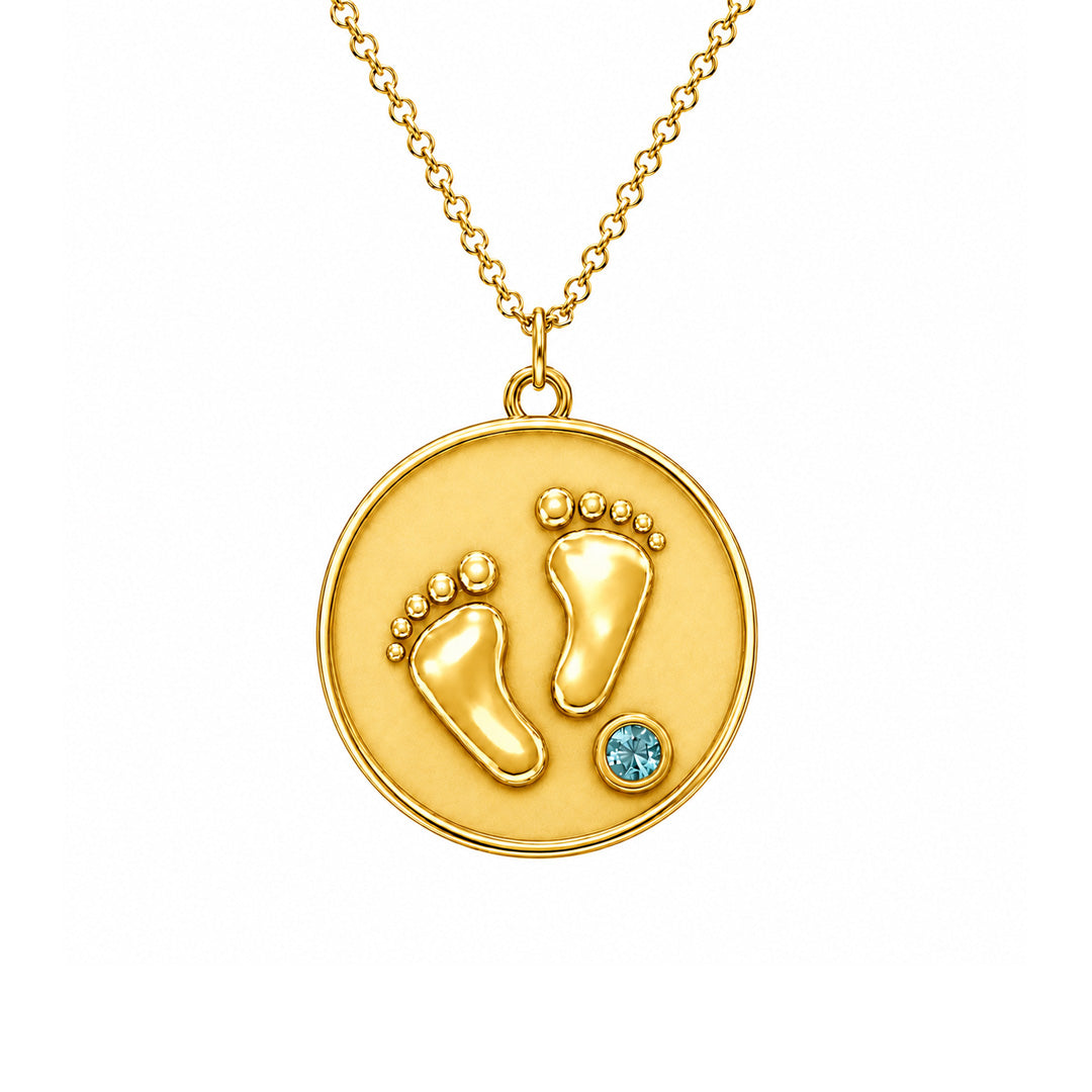 Baby Footprint Birthstone Necklace