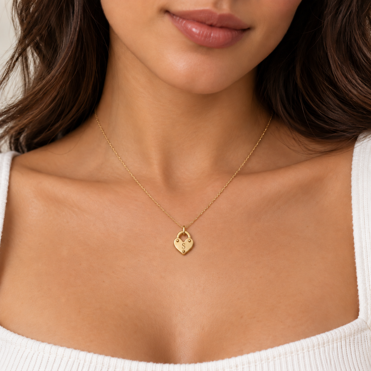 Engravable Heart Lock Necklace