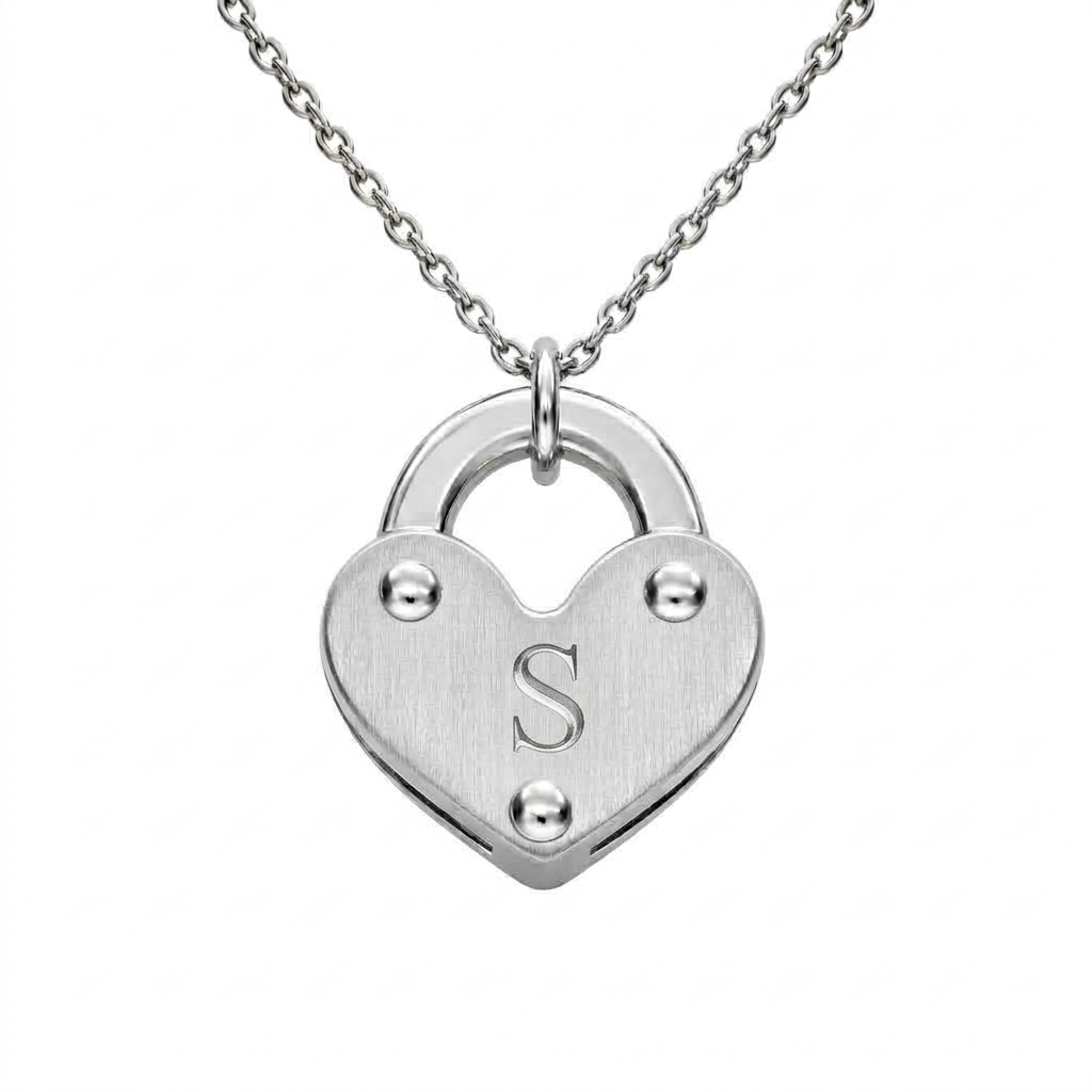 Engravable Heart Lock Necklace