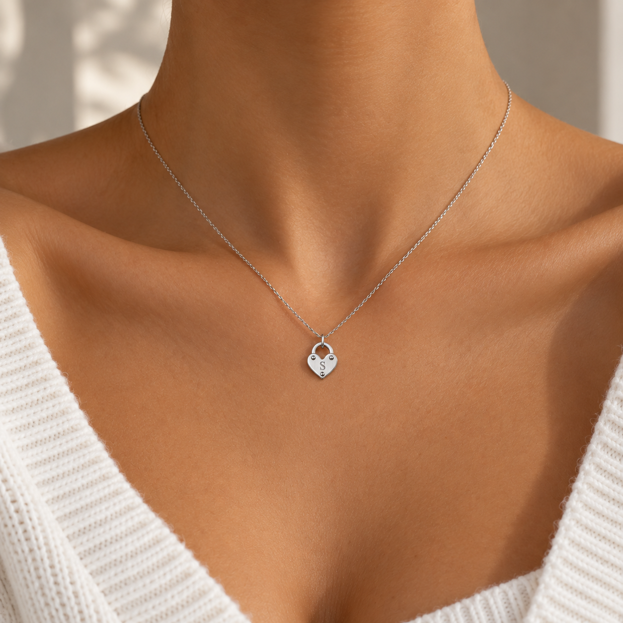 Engravable Heart Lock Necklace