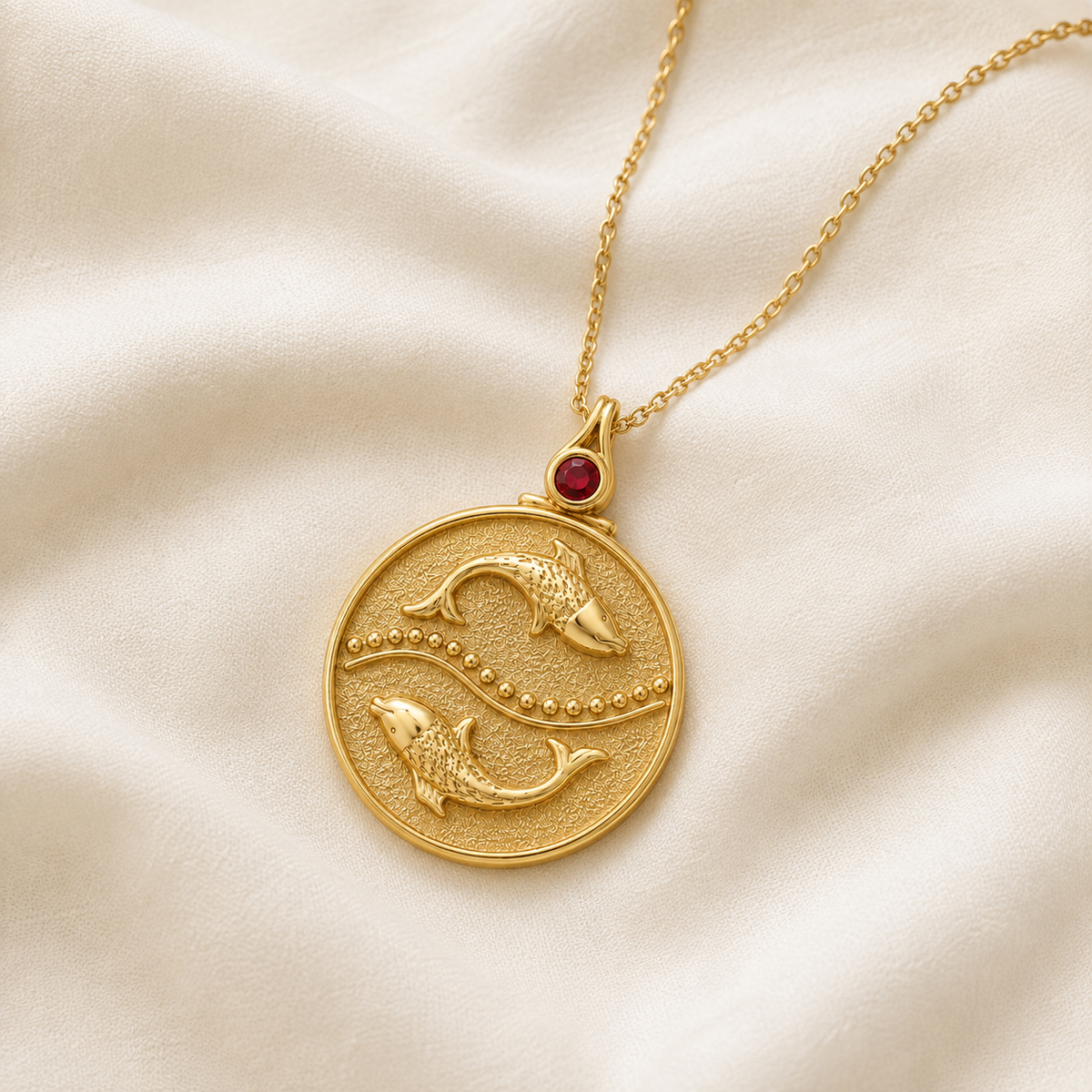 Zodiac Medallion Necklace with Accent