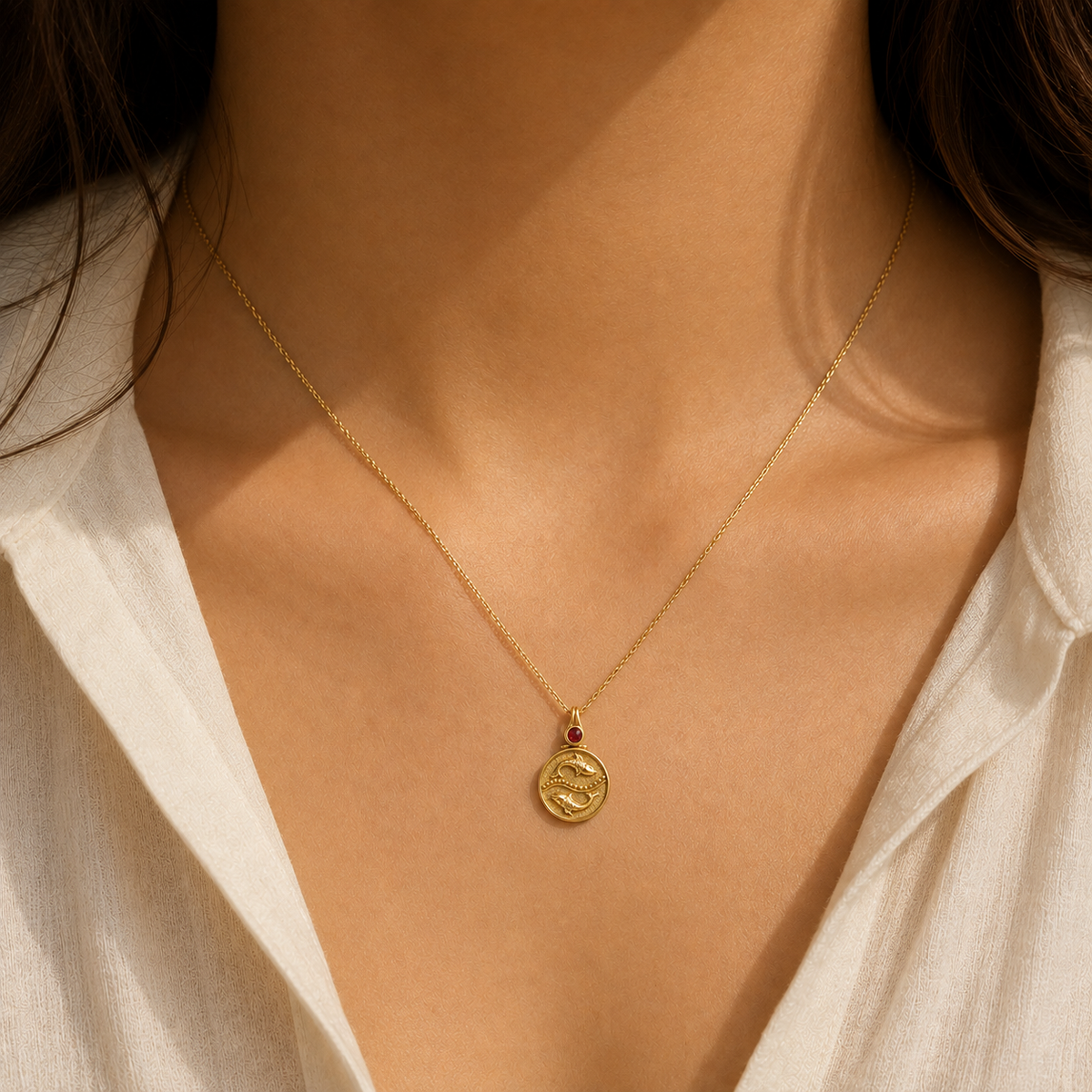 Zodiac Medallion Necklace with Accent