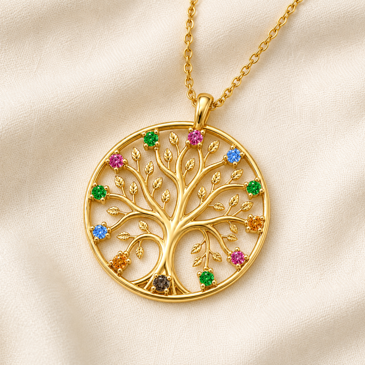 Family Tree Pendant with birthstones