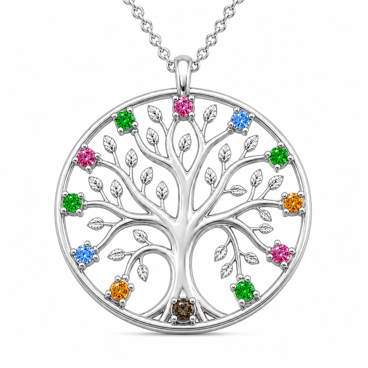 Family Tree Pendant with birthstones