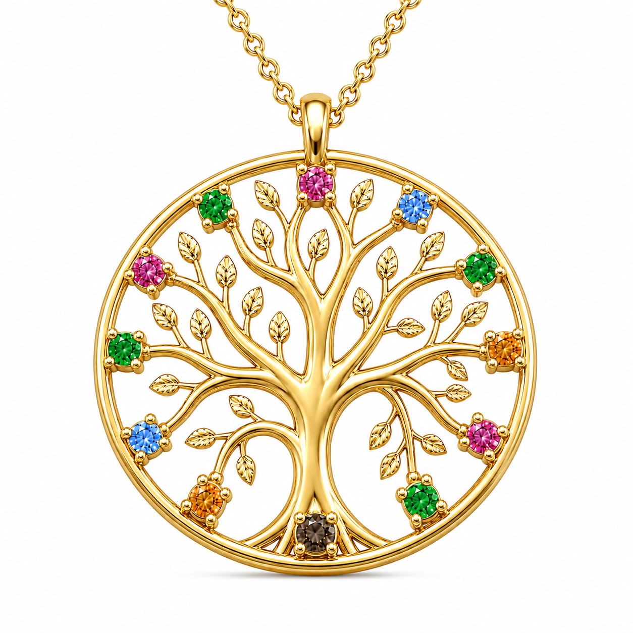 Family Tree Pendant with birthstones