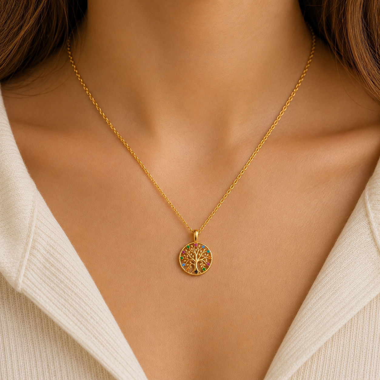 Family Tree Pendant with birthstones