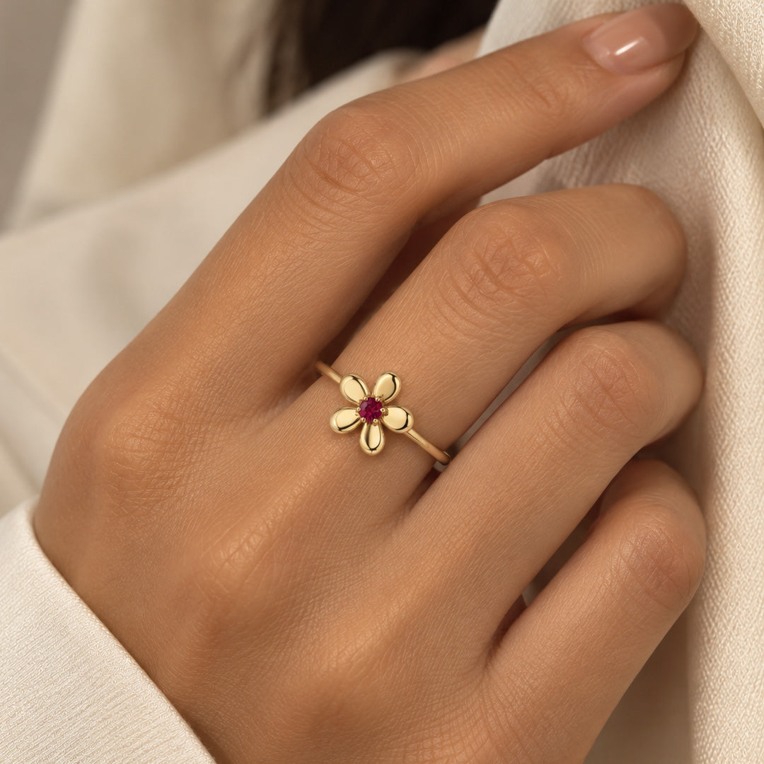 Floral Birthstone Ring