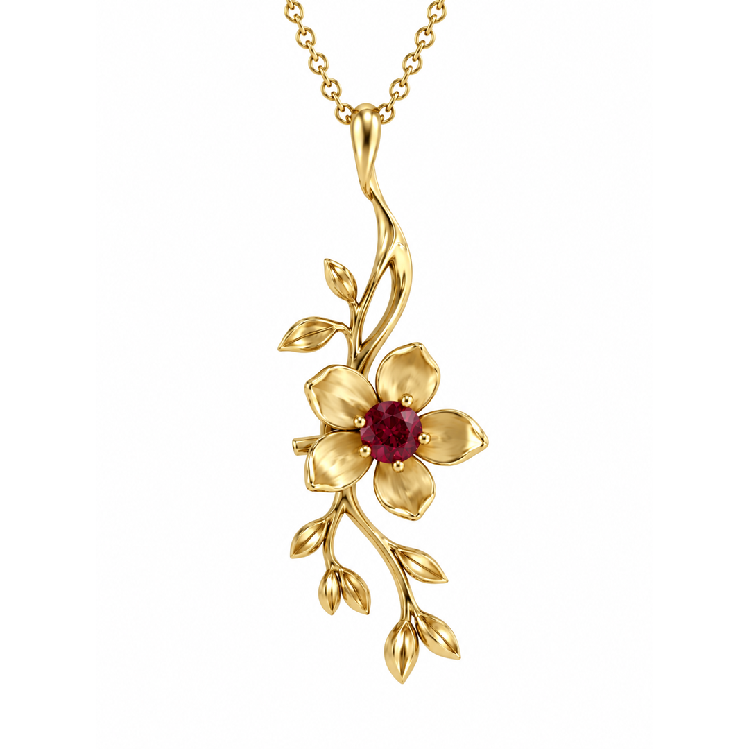 Flower in Bloom Birthstone Necklace