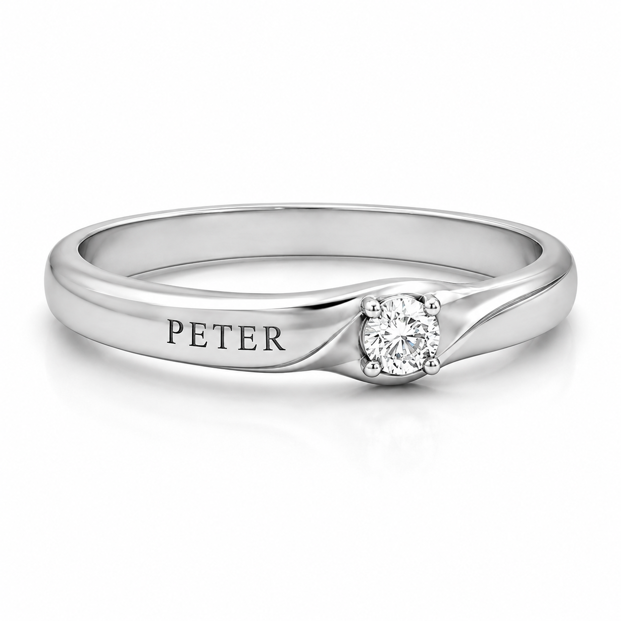 Fluidity Band Ring with Engraving