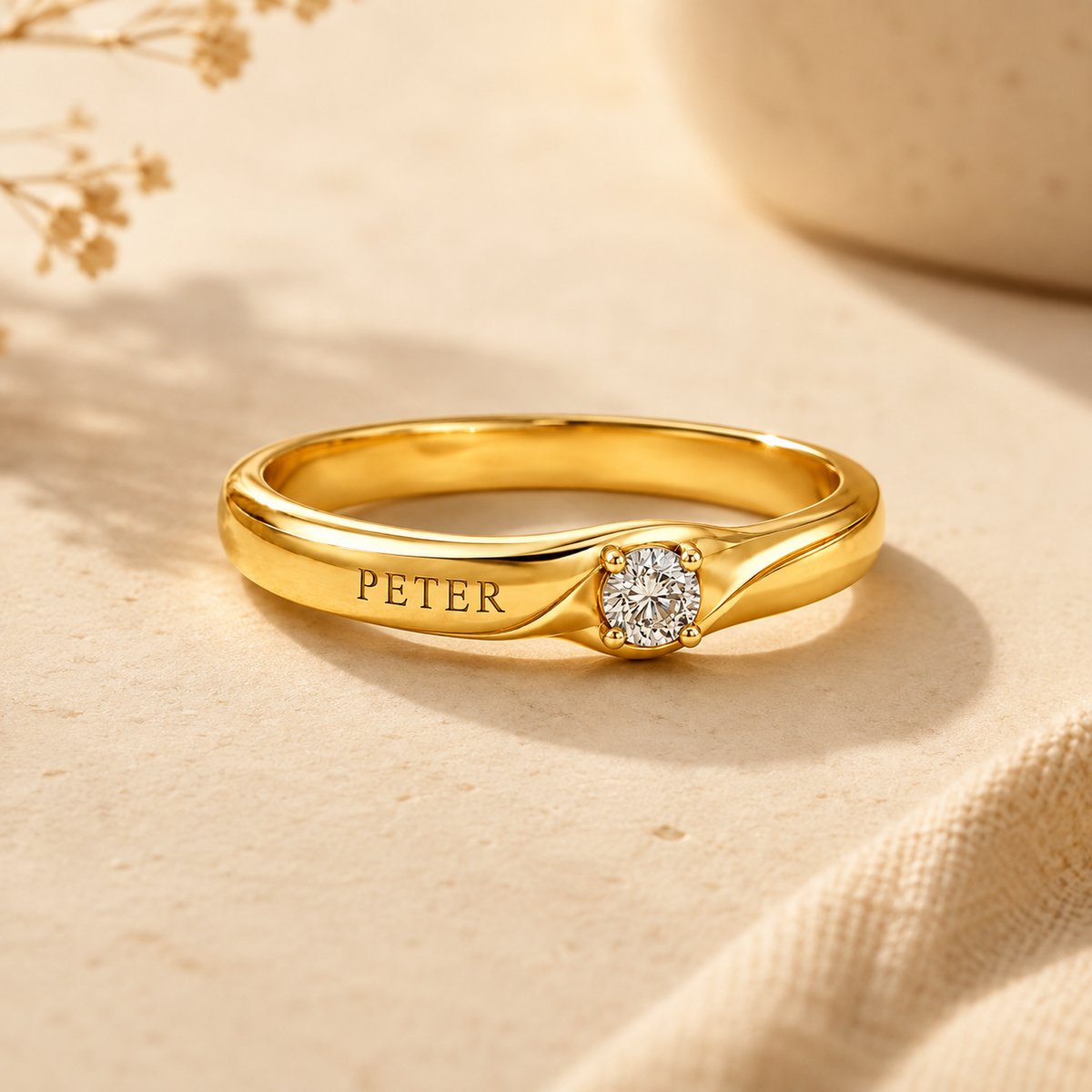 Fluidity Band Ring with Engraving