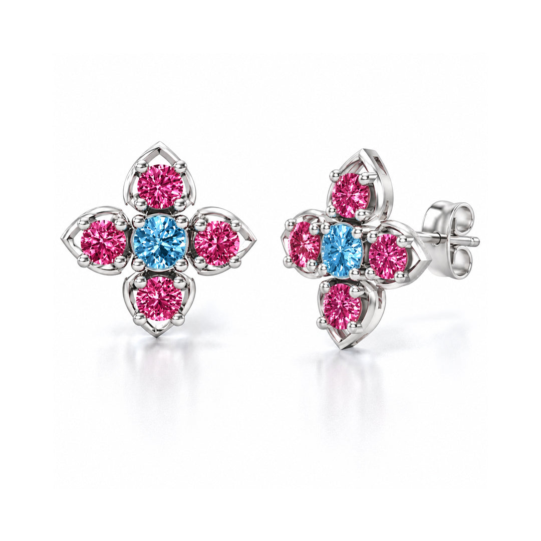 Glitter Flower Birthstone Earring