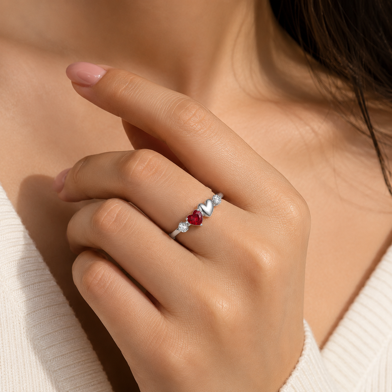 Heart Ring with Accent Stones