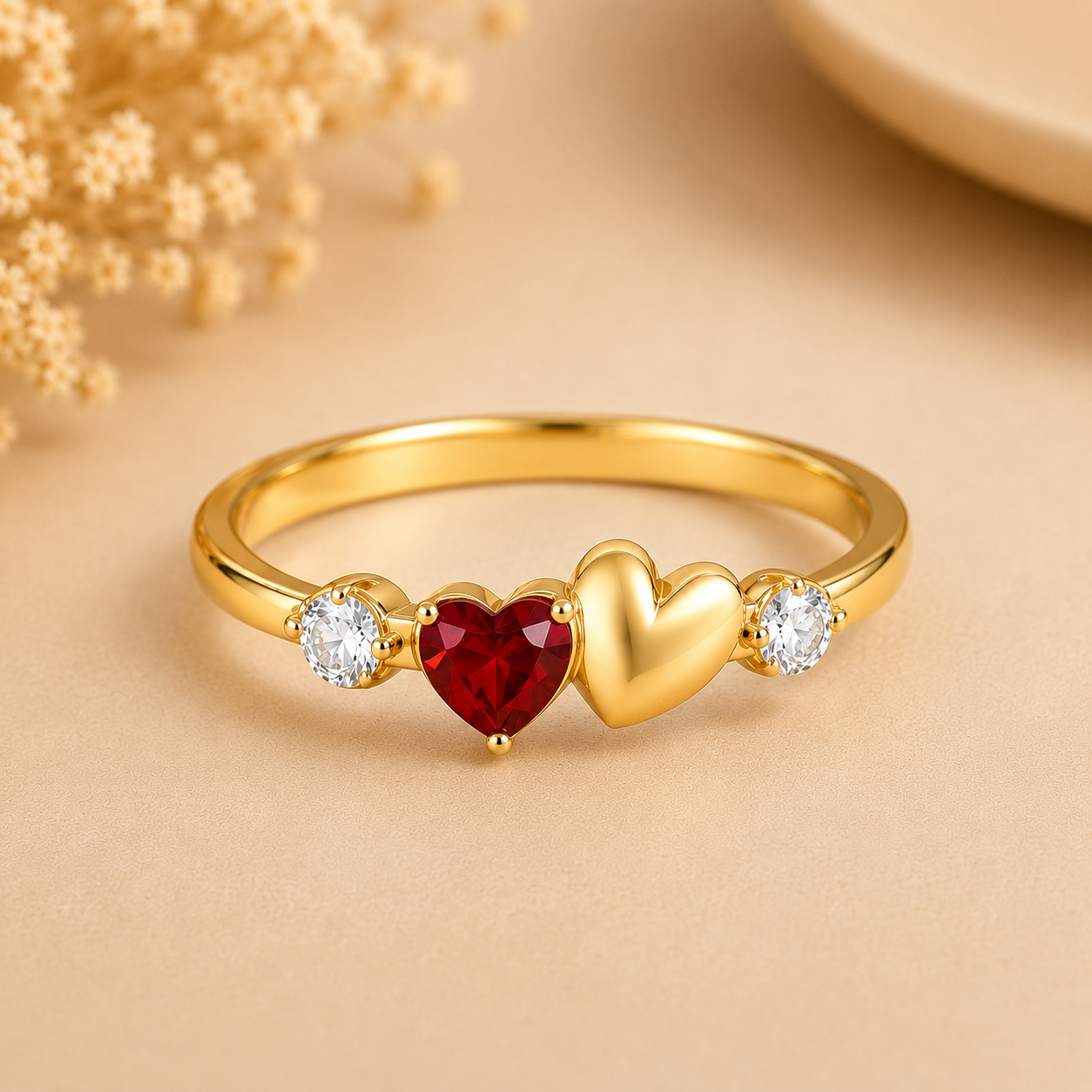 Heart Ring with Accent Stones