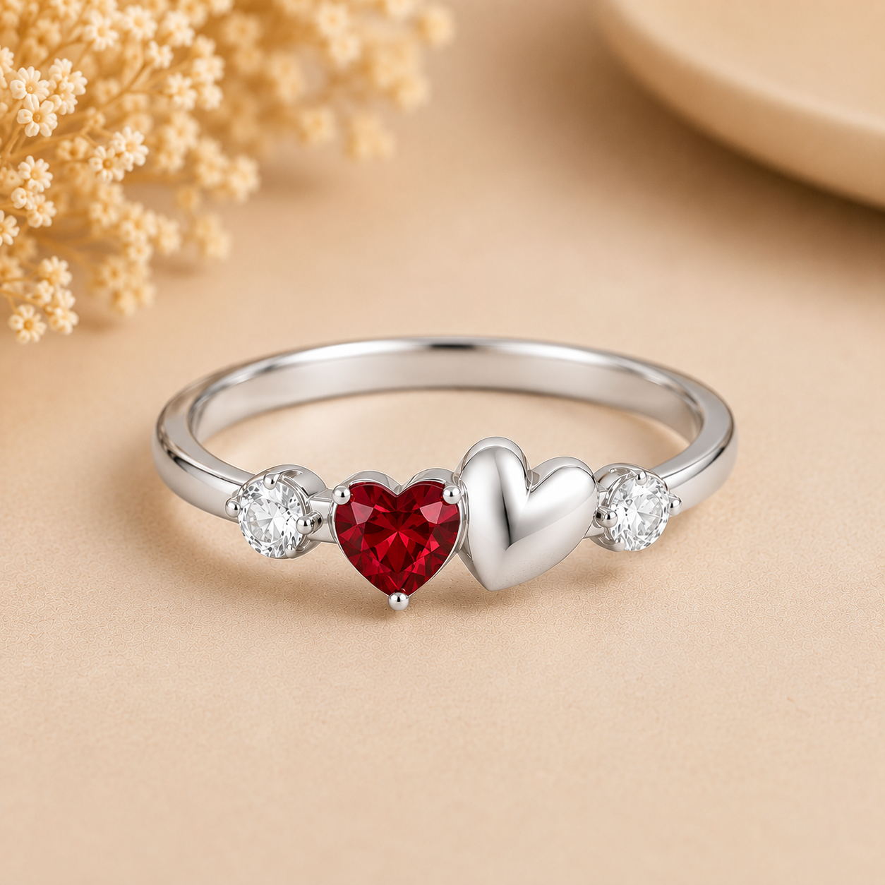 Heart Ring with Accent Stones