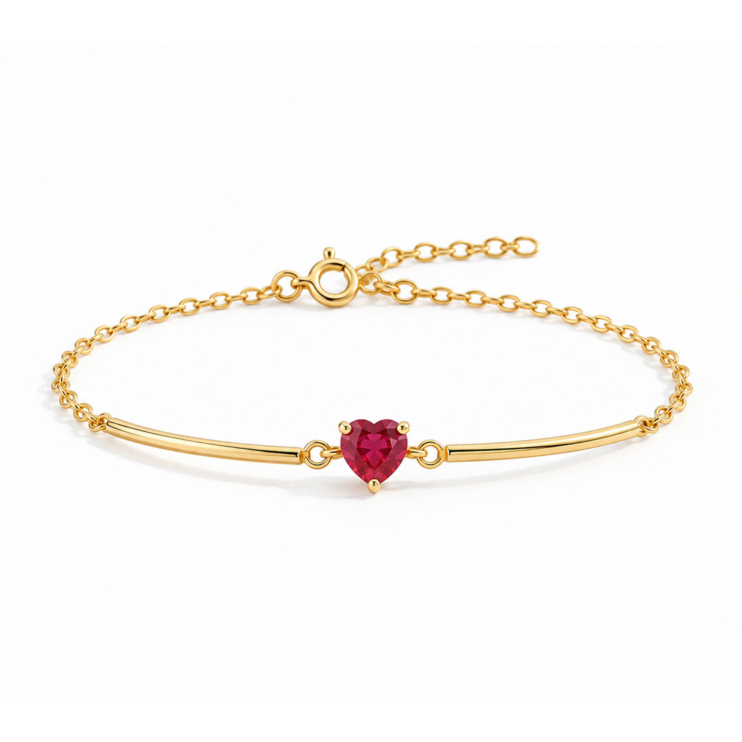 Bar with Heart Birthstone Bracelet
