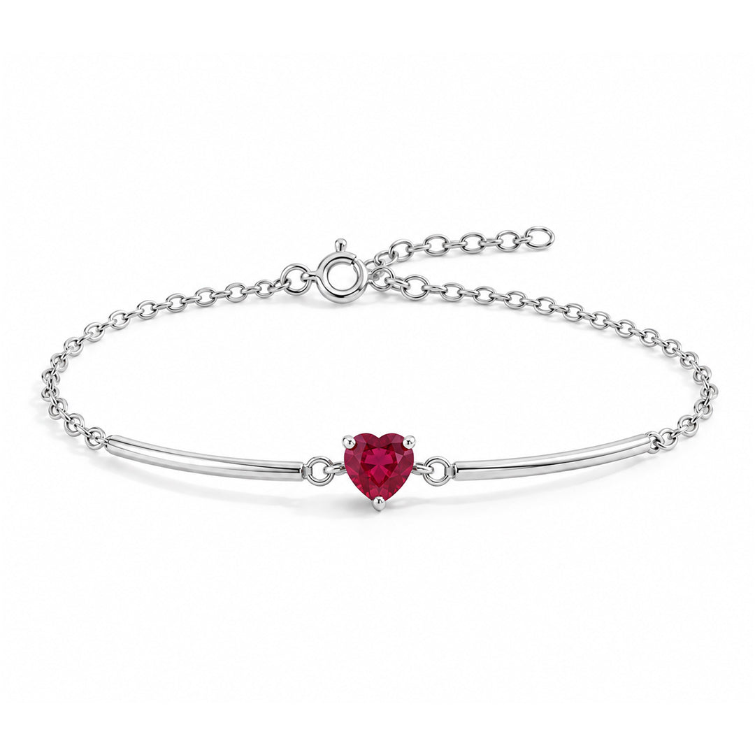 Bar with Heart Birthstone Bracelet