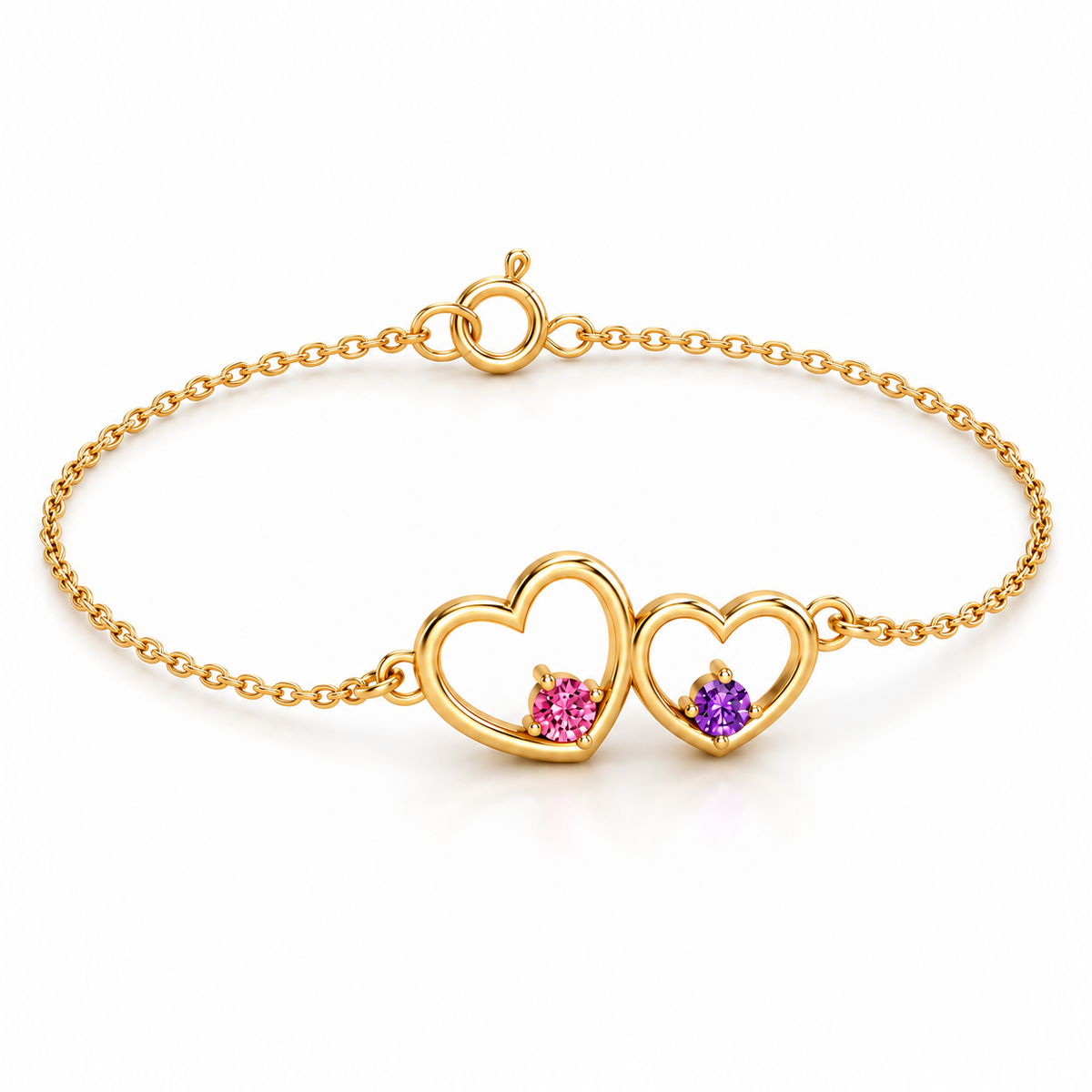 Heart Duo Birthstone Bracelet