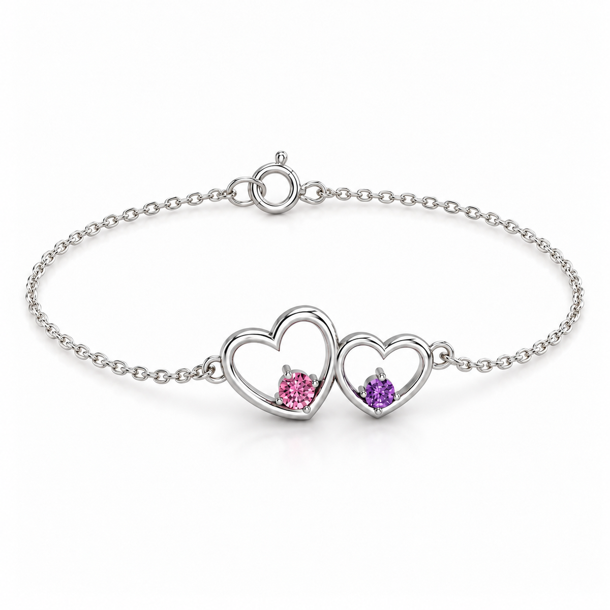 Heart Duo Birthstone Bracelet