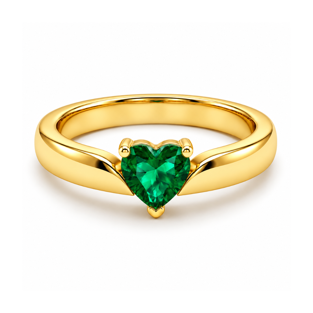 Heart Birthstone Ring with Tapered Band
