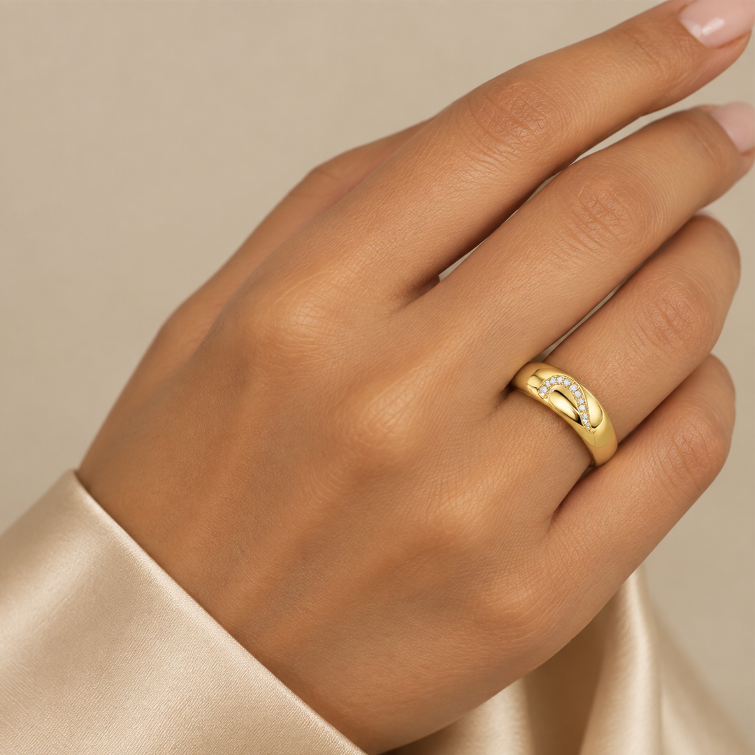 Heartline Accent Band Ring