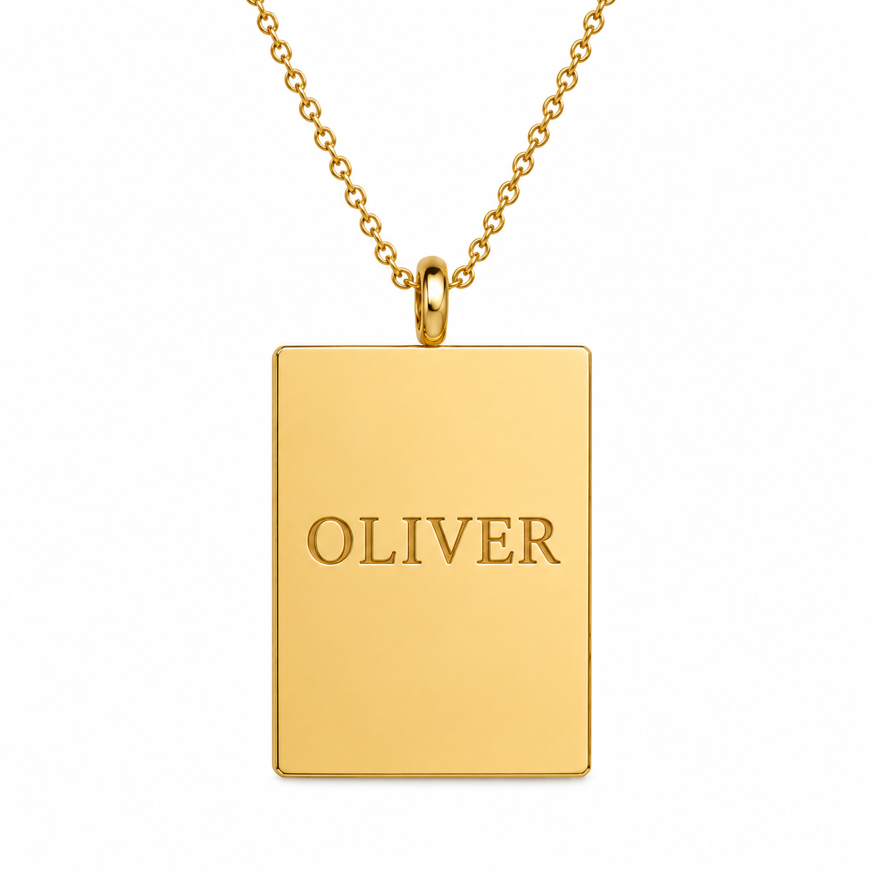 Initial Tag Pendant Necklace with Engraving