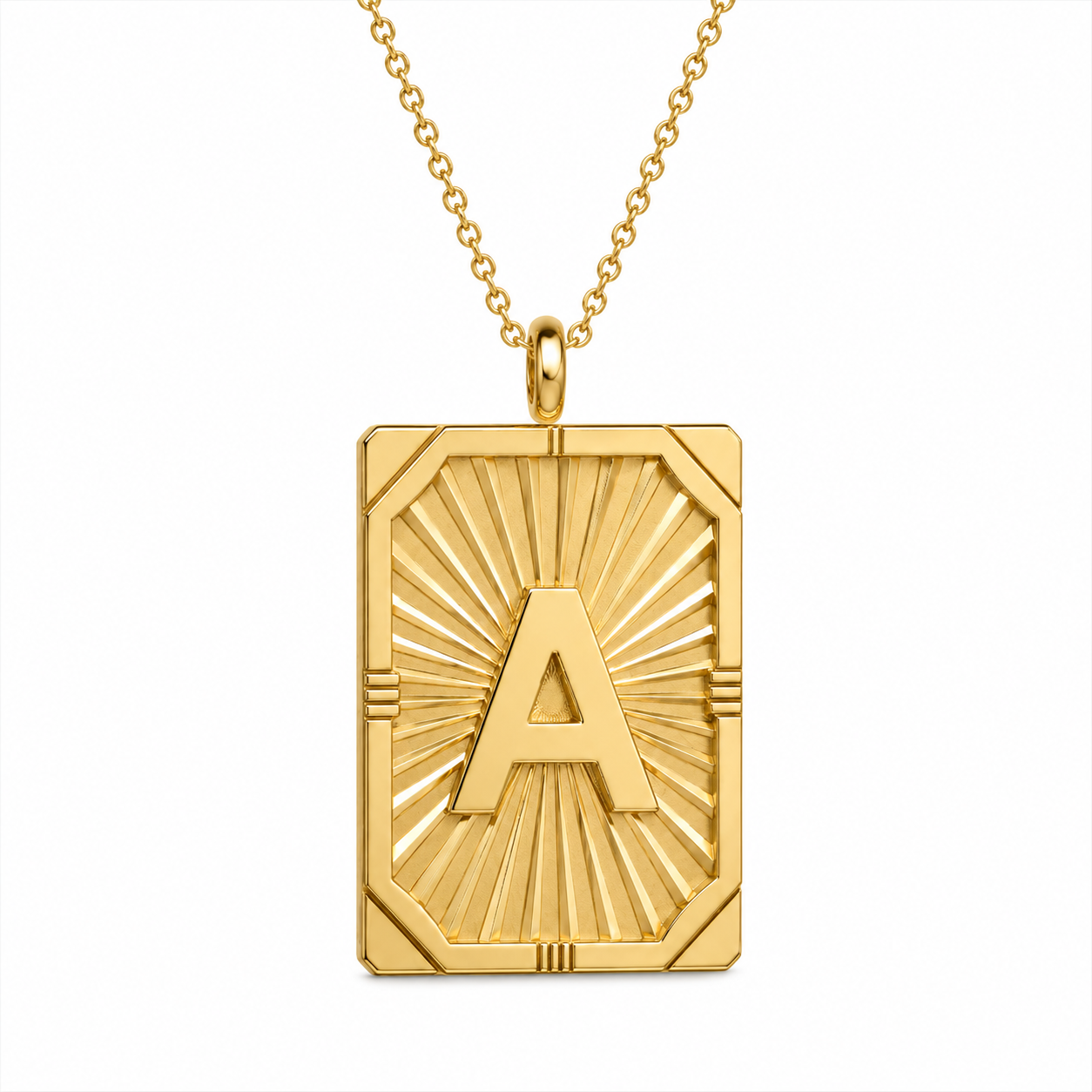 Initial Tag Pendant Necklace with Engraving