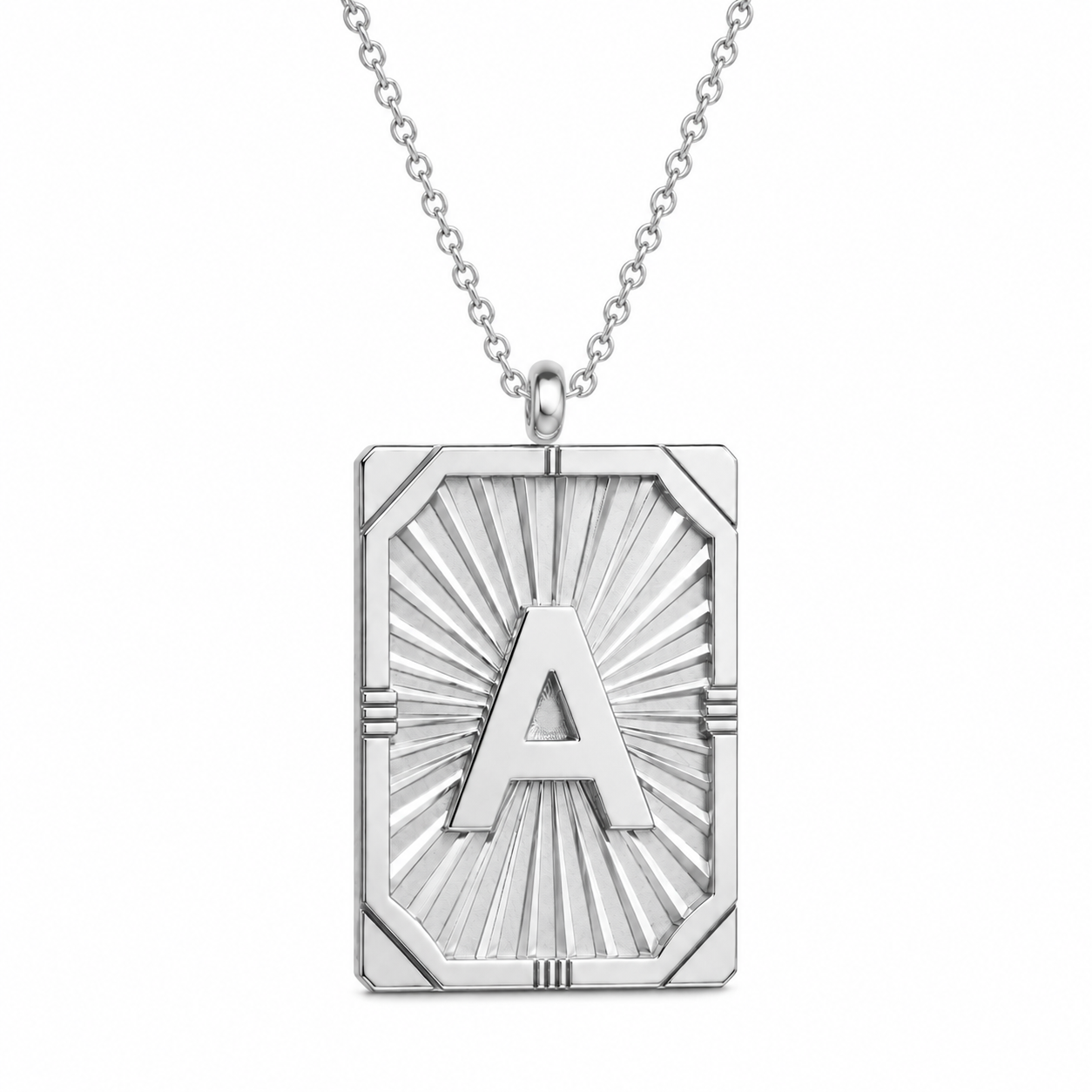 Initial Tag Pendant Necklace with Engraving