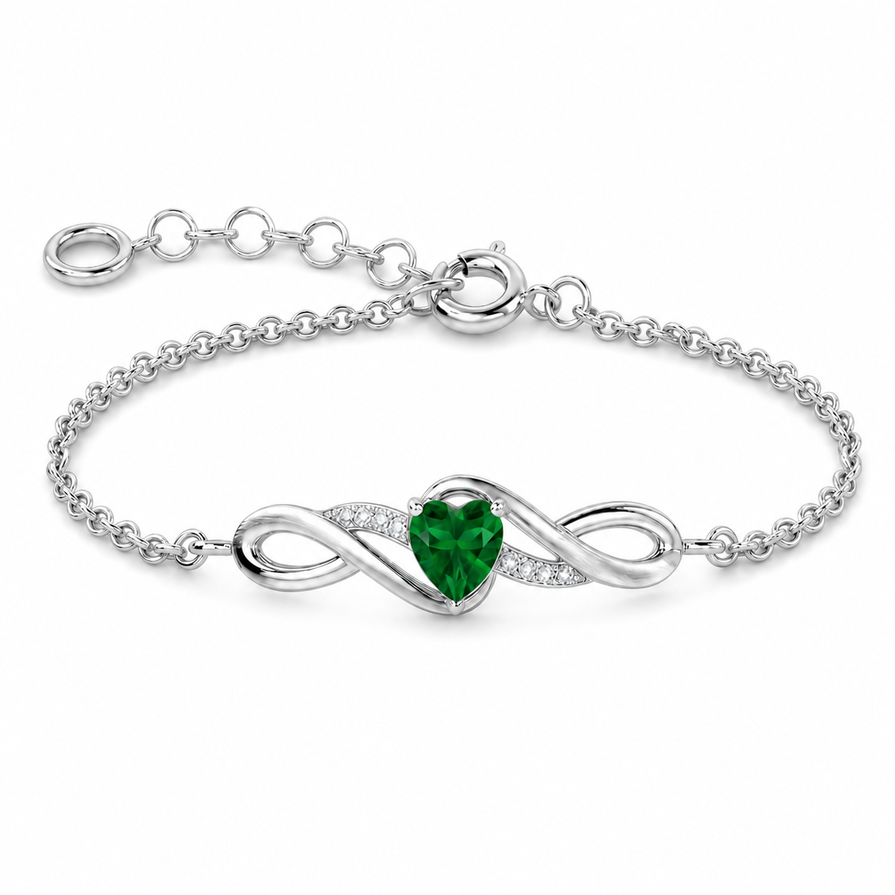 Classic Wave Bracelet with Heart Stone