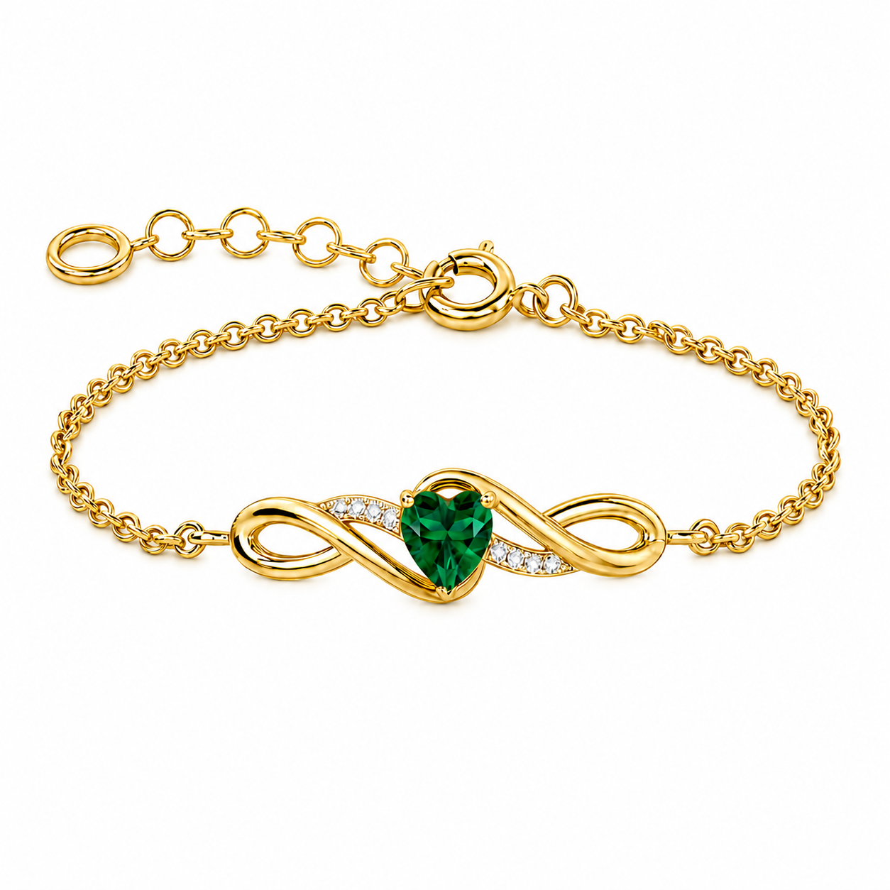 Classic Wave Bracelet with Heart Stone