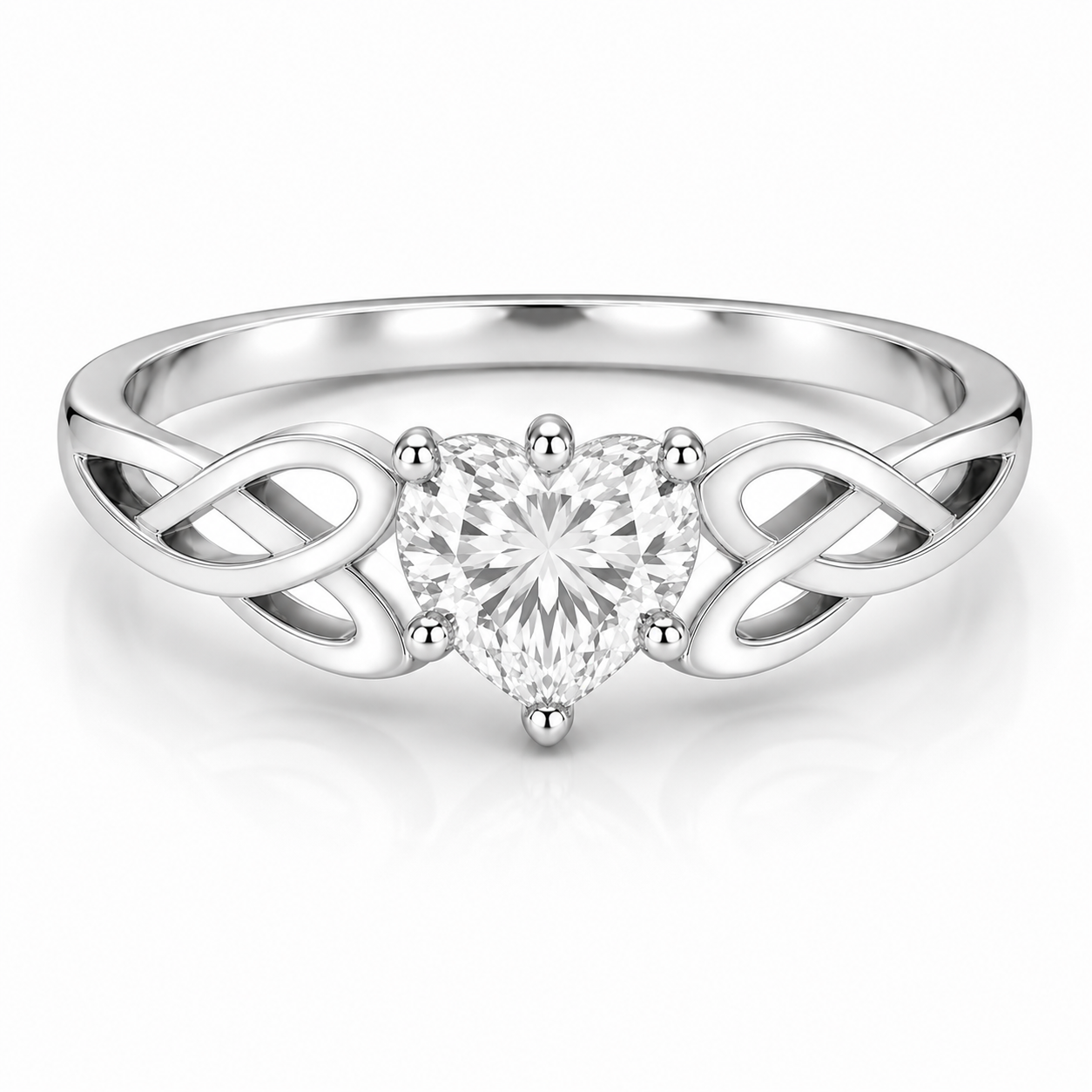 Knotted Heart Stone Ring